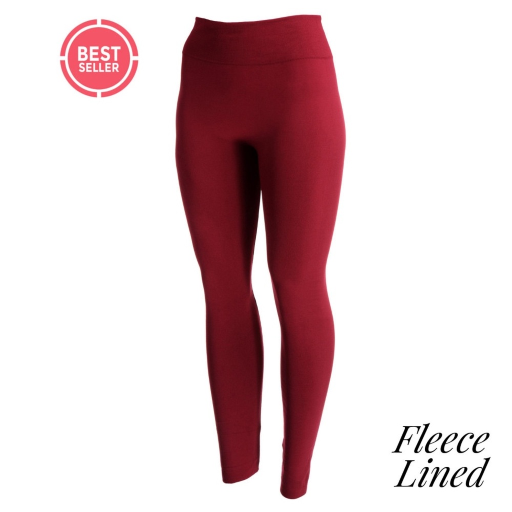 Burgundy Fleece Lined Leggings